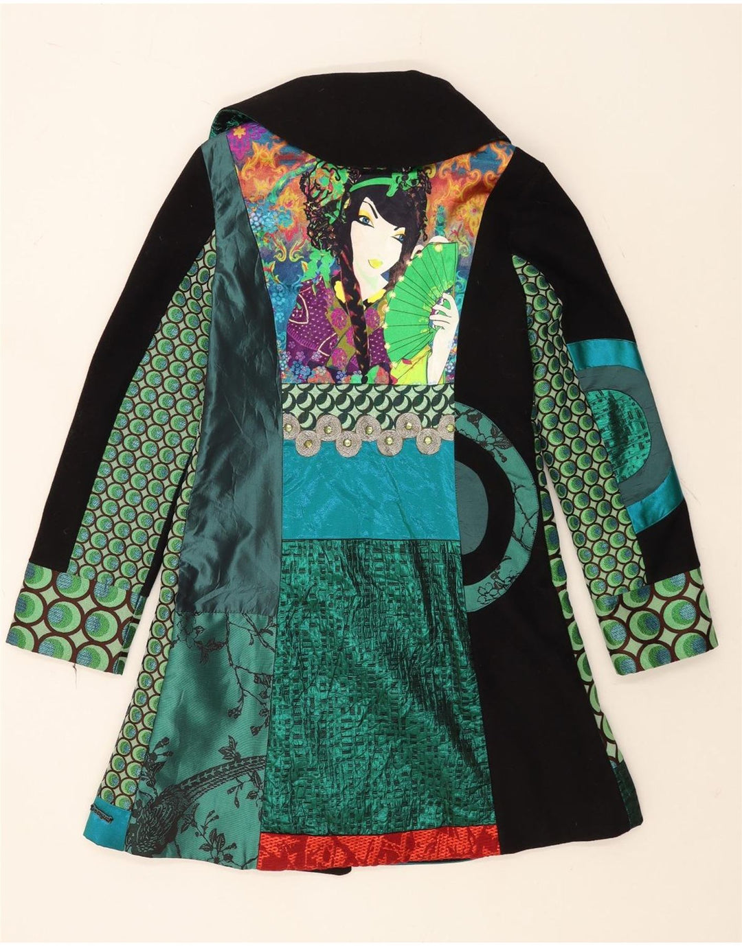 Desigual Femme Manteau Double Boutonnage EU 40 Moyen Multicolore