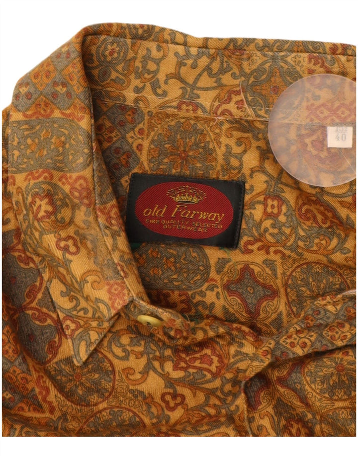 OLD FARWAY Chemise Homme Taille 40 15 1/2 Viscose Paisley Jaune Moyen