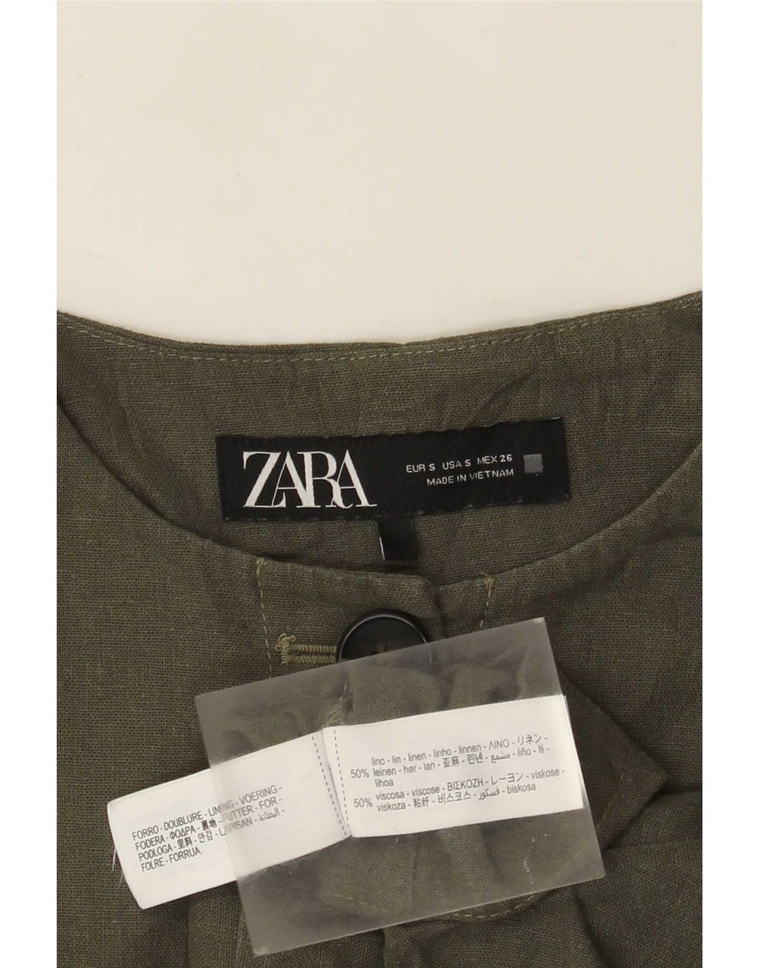 Zara Veste boléro surdimensionnée pour femme UK 10 Petit lin kaki