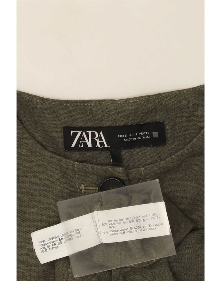 Zara Veste boléro surdimensionnée pour femme UK 10 Petit lin kaki