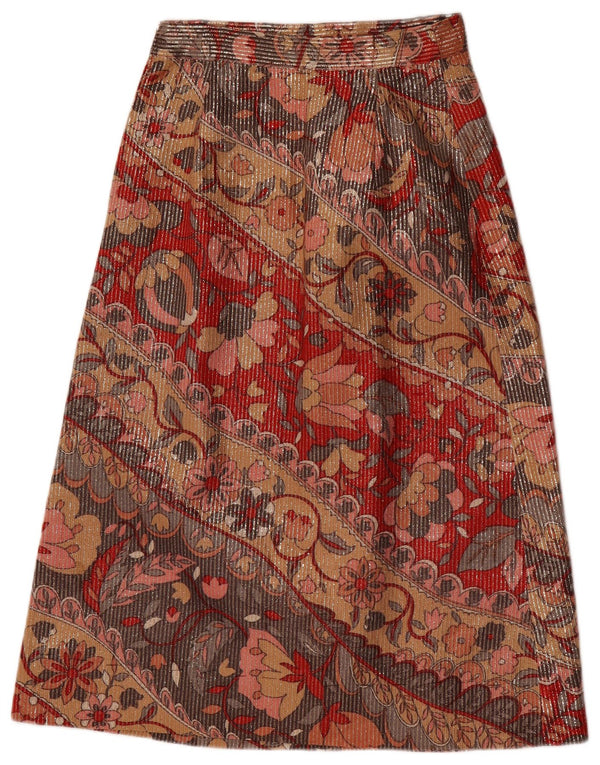 vintage Femme Midi Jupe W26 Petit Floral Multicolore