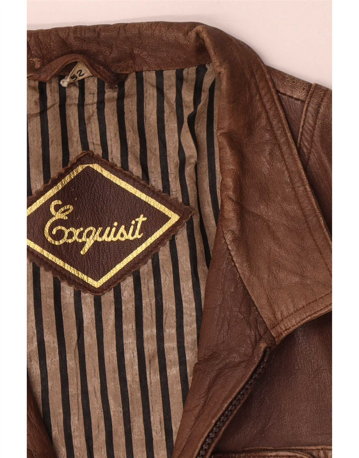 Exquisit Gilet utilitaire en cuir pour homme IT 52 XL Marron