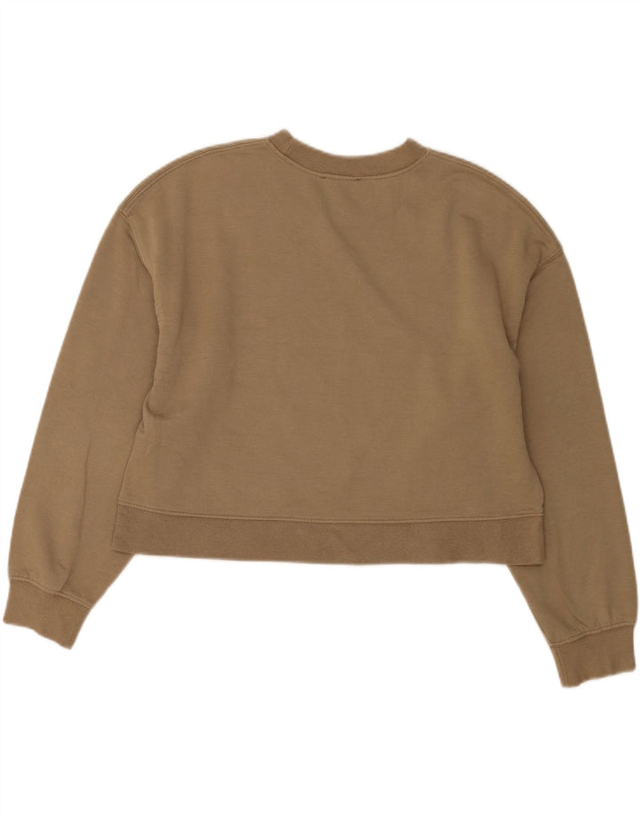 Zara Womens Crop Sweatshirt Jumper UK 14 Coton Beige Moyen