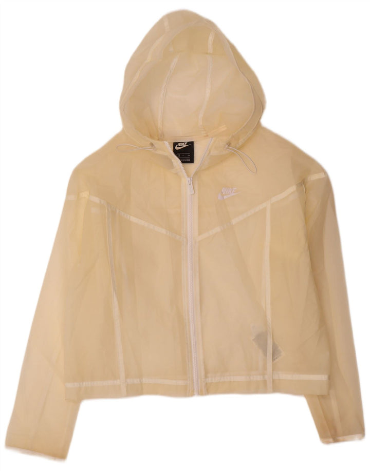 Nike Veste de pluie surdimensionnée à capuche pour femme UK 10 Small Off White Polyuréthane