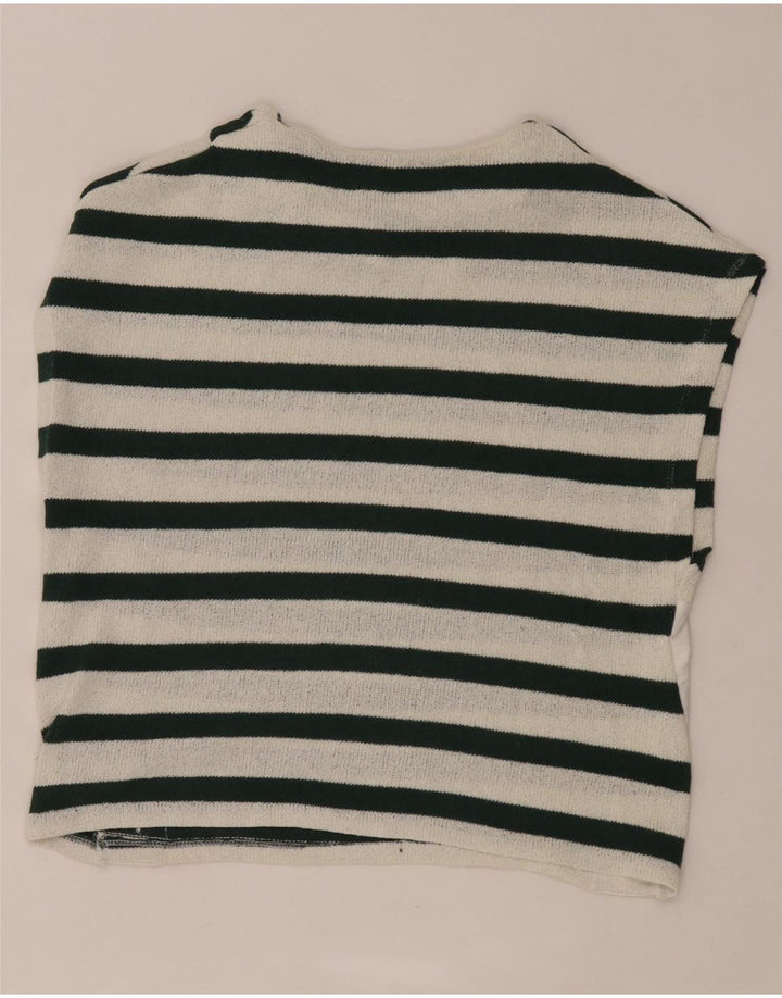 Zara Womens T-Shirt Top UK 14 Moyen Blanc Rayé