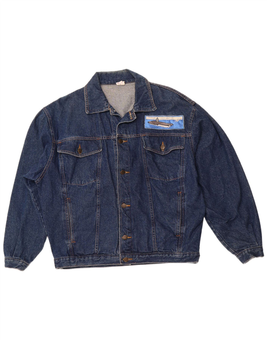 VINTAGE Veste en denim homme UK 40 Grand coton bleu