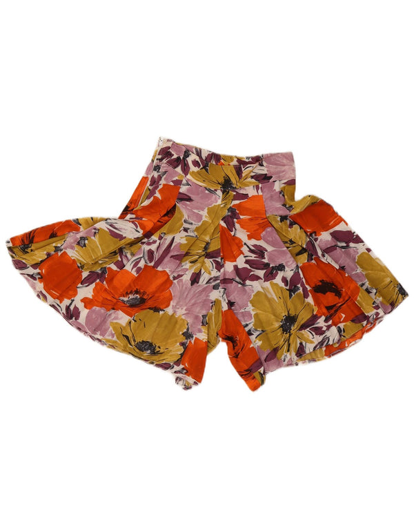 Vintage Short large taille haute pour femme XS W25 Floral multicolore