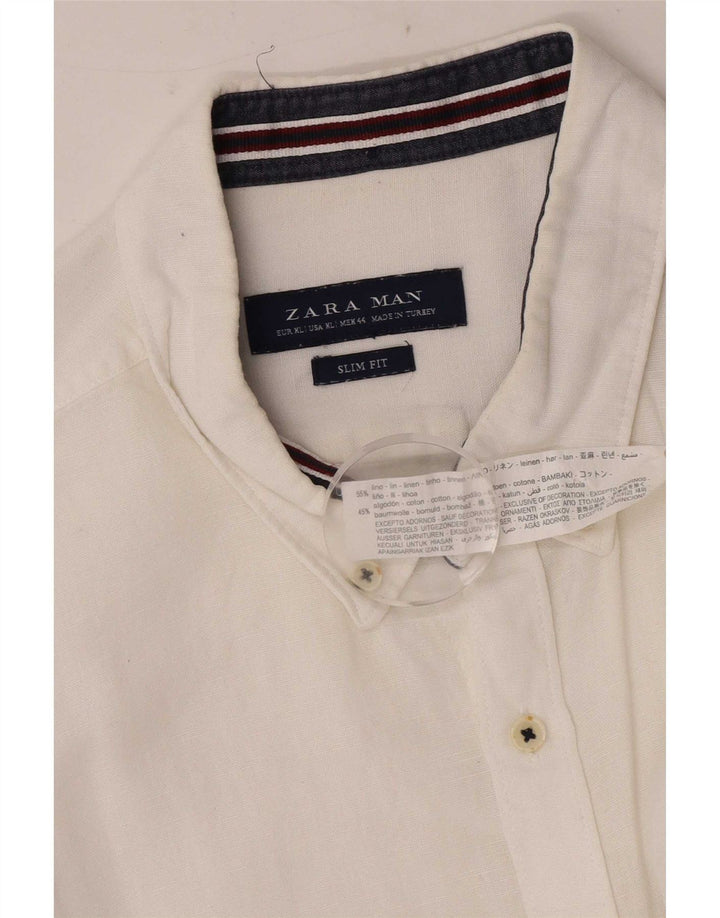 Zara Chemise Slim Fit XL Lin Blanc