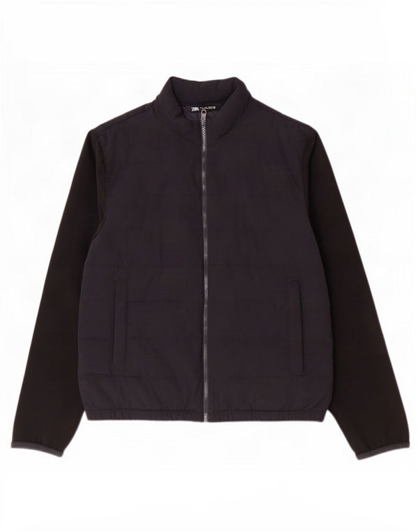 Zara Mens Padded Jacket UK 40 Large Navy Blue Colourblock Polyester