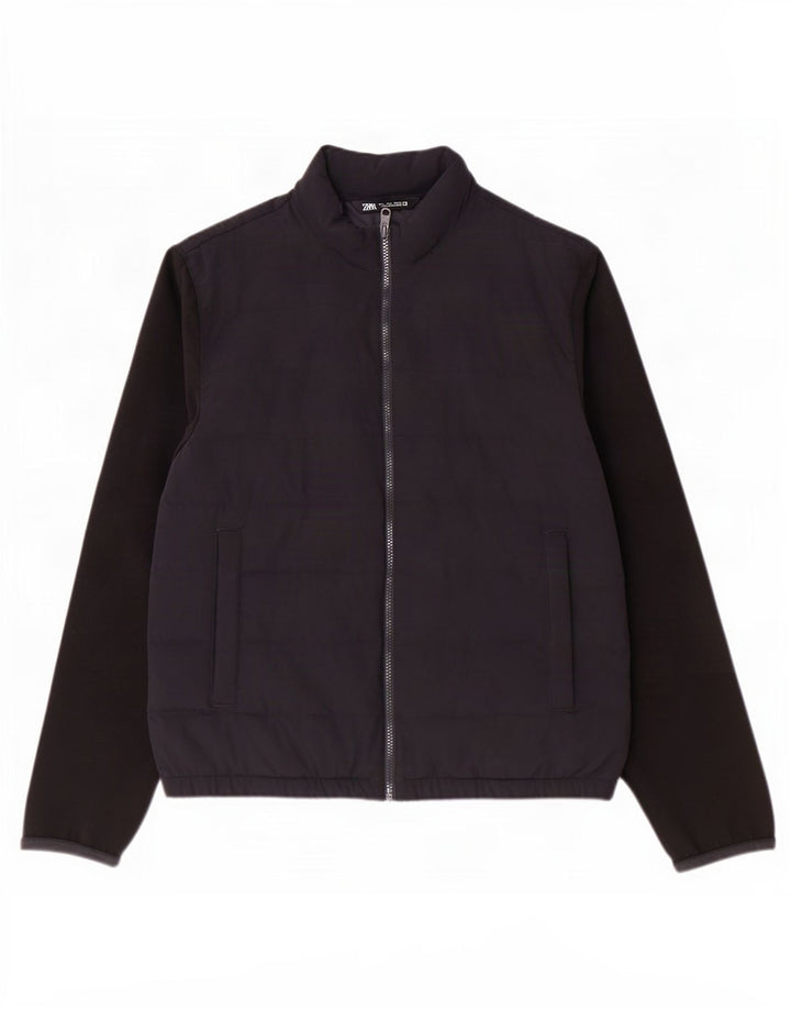Zara Veste matelassée pour homme UK 40 Large Bleu Marine Colorblock Polyester