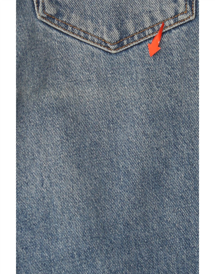 ZARA Jean court à jambe large en détresse pour femme EU 40 Medium W30 L25 Bleu