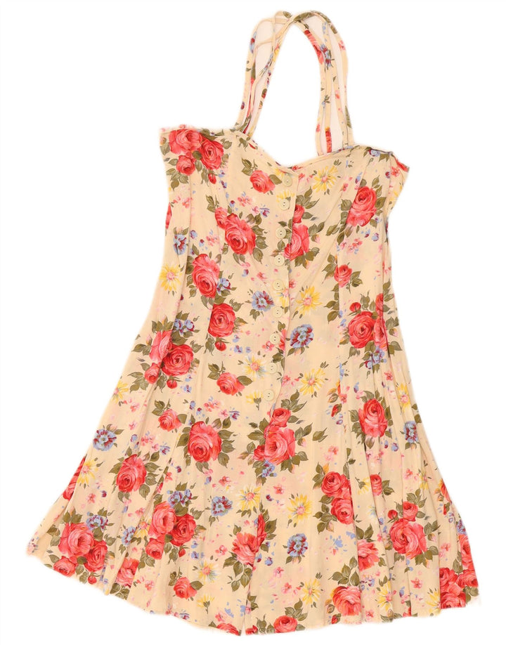 Combishort femme vintage IT 42 Viscose florale jaune moyen