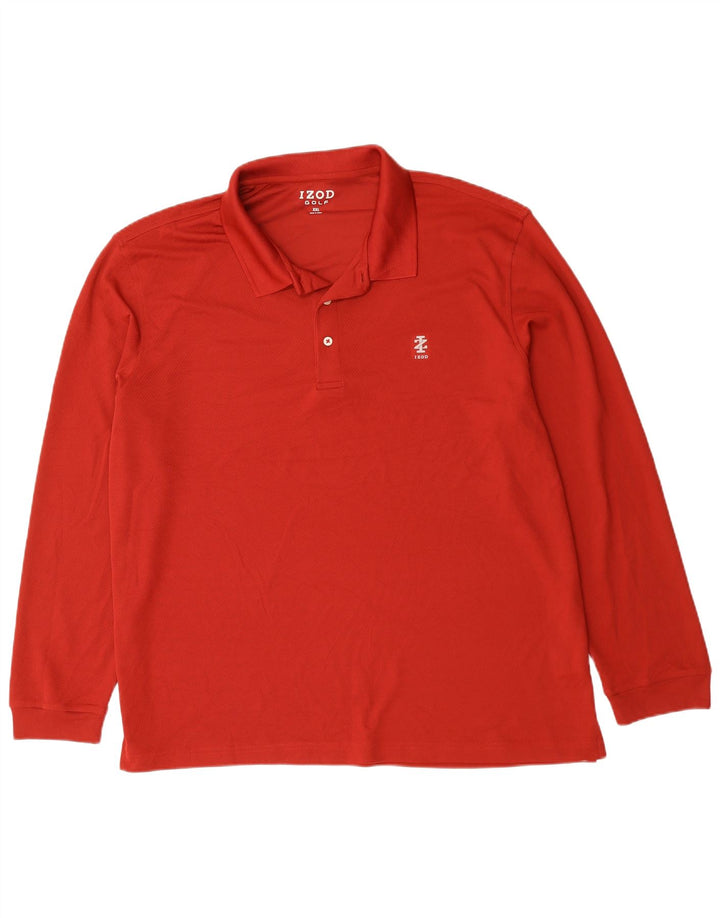 IZOD Polo de golf à manches longues pour homme 2XL Rouge Polyester