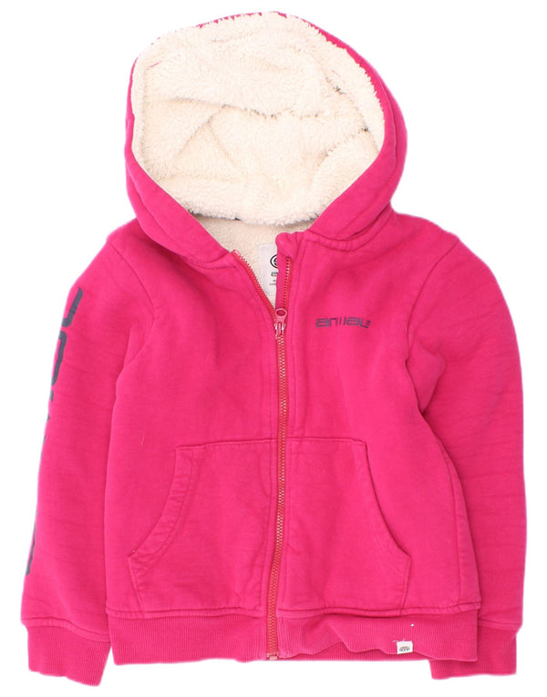 Pull à capuche zippé graphique Animal Girls 5-6 ans en coton rose