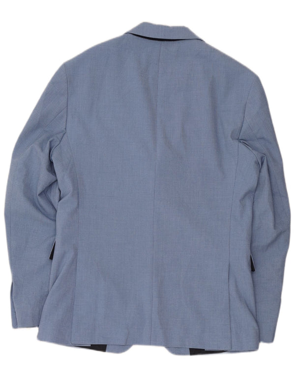Zara Veste Blazer 2 Boutons Homme EU 48 Bleu Moyen Polyester