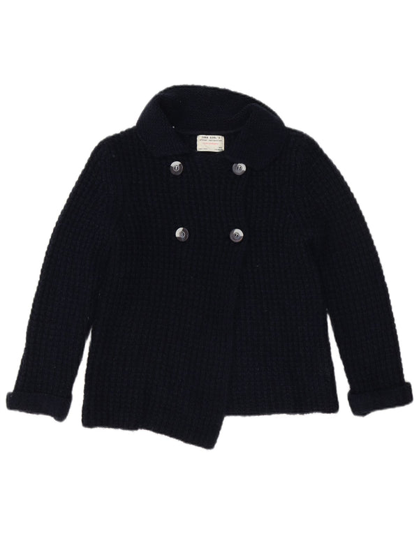 Zara Pull Cardigan Fille 9-10 ans Bleu Marine Coton