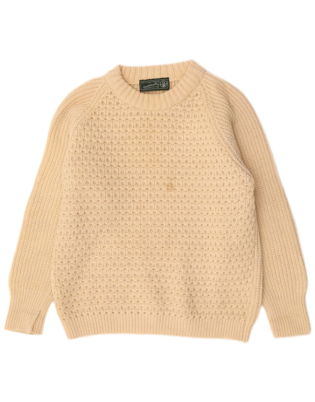 vintage Mens Boat Neck Jumper Pull Grande Laine Beige