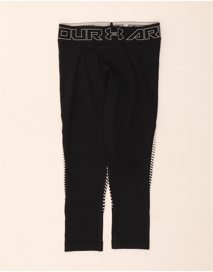 Under Armour Femmes Capri Leggings UK 10 Petit Noir Géométrique