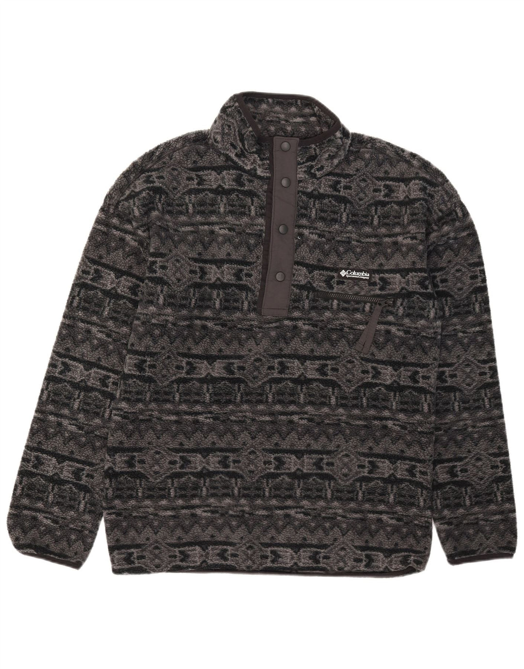 Columbia Pull Polaire à Col Boutonné Homme Gris Moyen Géométrique Polyester