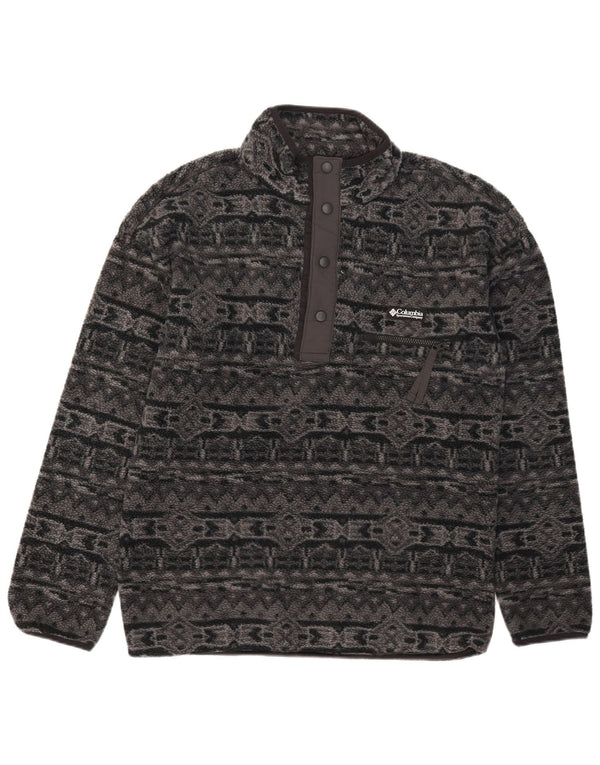 Columbia Pull Polaire à Col Boutonné Homme Gris Moyen Géométrique Polyester