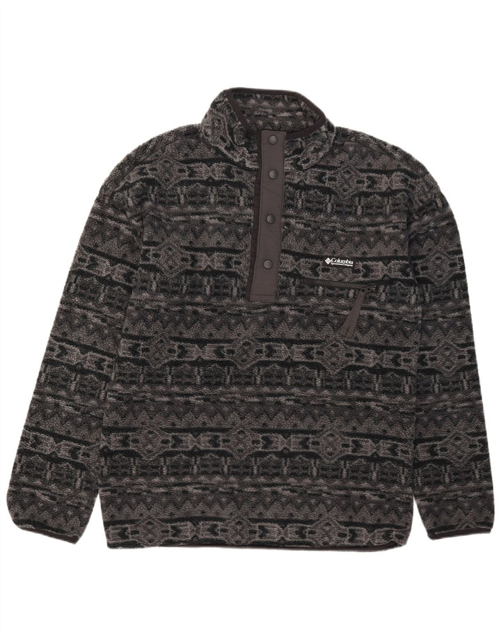 Columbia Pull Polaire à Col Boutonné Homme Gris Moyen Géométrique Polyester