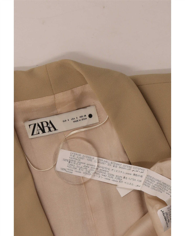 Zara Veste blazer surdimensionnée ouverte à manches 3/4 pour femme UK 10 Small Beige