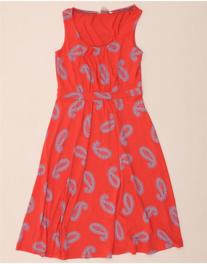 BODEN Robe trapèze longue sans manches pour femme UK 42 Viscose rouge moyen à motif cachemire