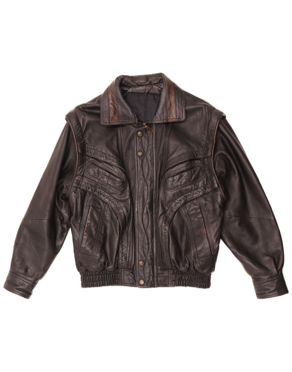 veste en cuir homme vintage UK 38 Noir Moyen