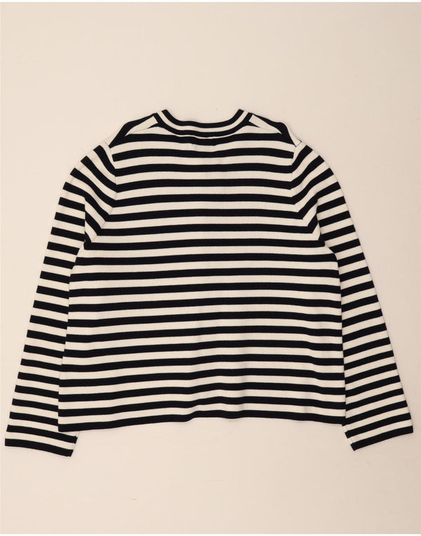 Joules Womens Crop Cardigan Sweater UK 18 XL Bleu Marine Rayé Coton