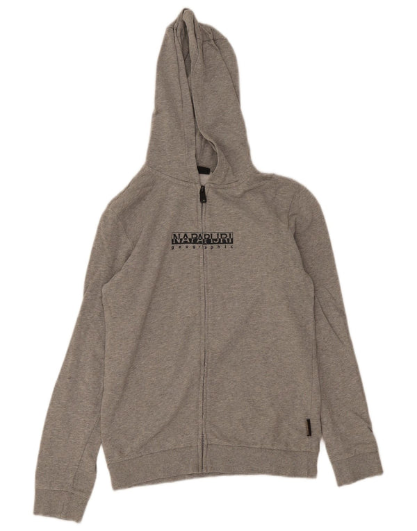 Napapijri Pull à capuche zippé graphique garçon 15-16 ans Gris Coton