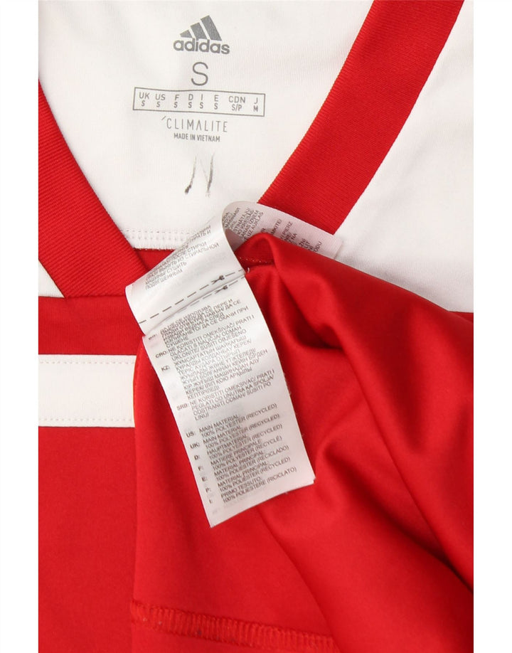 Adidas Hommes Climalite T-Shirt Haut Petit Rouge Colorblock Polyester