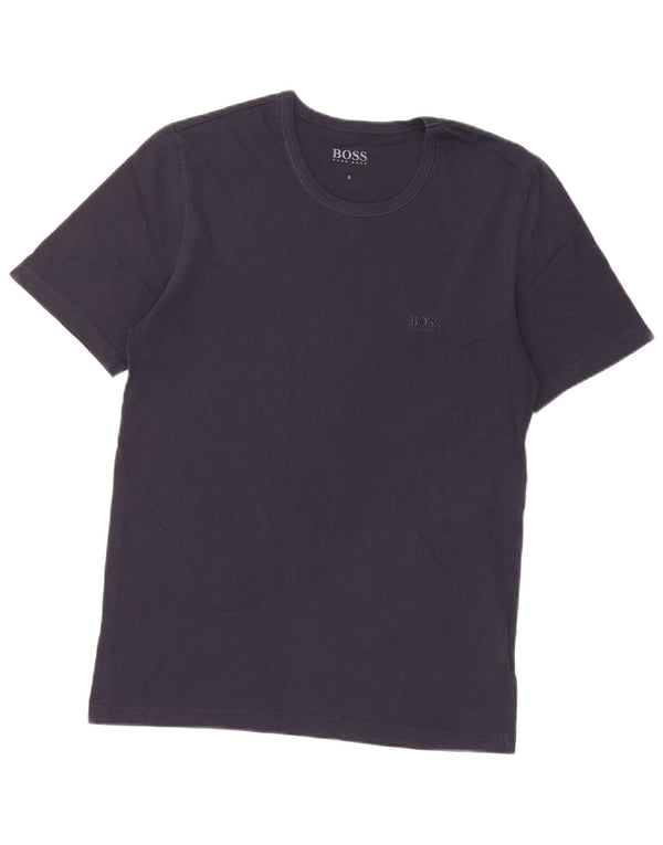 Hugo Boss Homme T-Shirt Top Petit Bleu Marine Coton