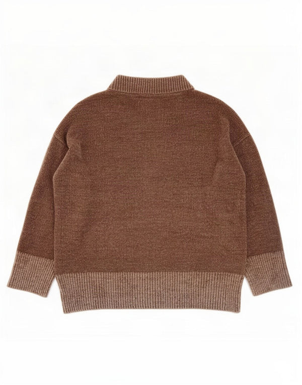 Zara Pull surdimensionné à col bateau en velours pour femme UK 16 Large Marron