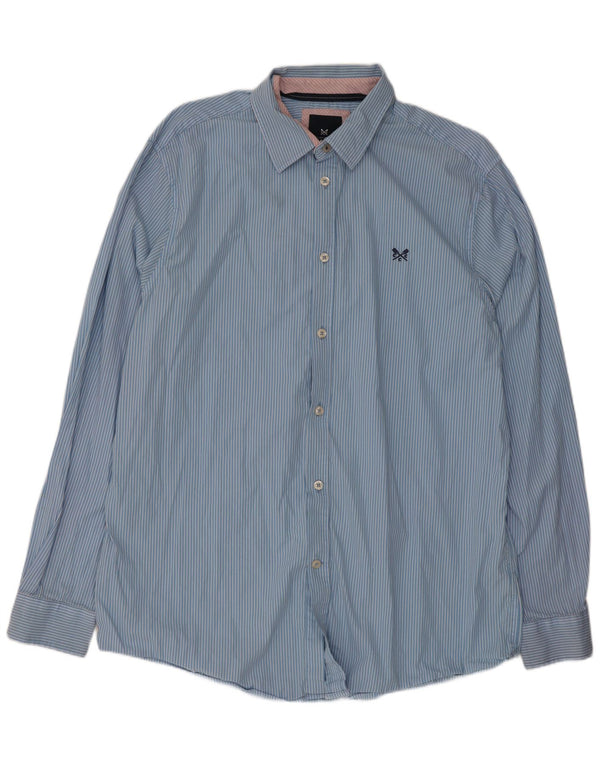 Crew Clothing Chemise coupe classique pour homme XL en coton à fines rayures bleues