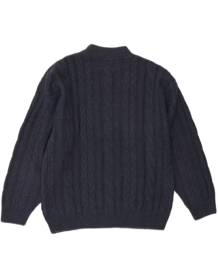 VINTAGE Femme Crew Neck Jumper Pull UK 18 XL Bleu Marine Acrylique