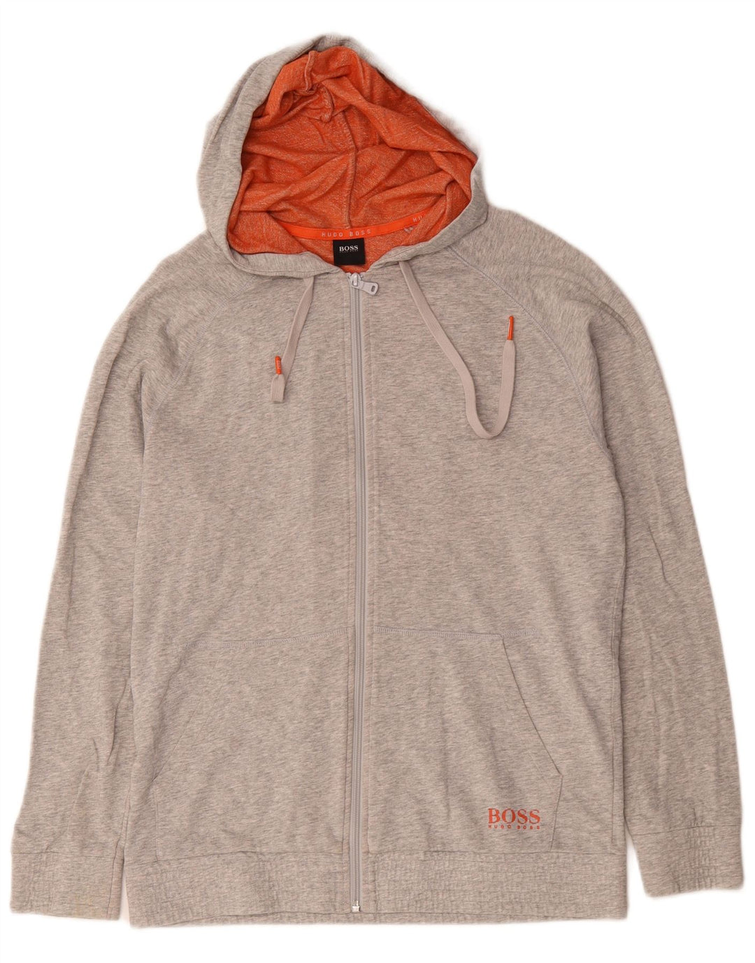 HUGO BOSS Pull à capuche zippé en coton gris moyen