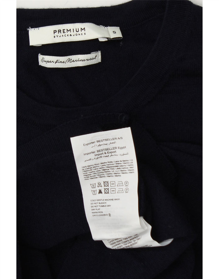 JACK & JONES Pull à col rond pour homme en laine bleu marine Small