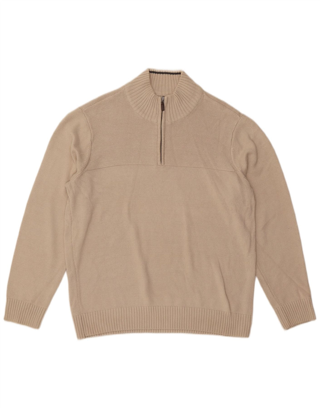 Dockers Pull à col zippé pour homme en coton blanc cassé