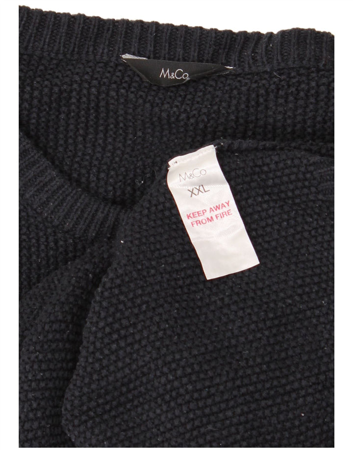 M&Co Pull à col rond pour homme 2XL Bleu marine Acrylique