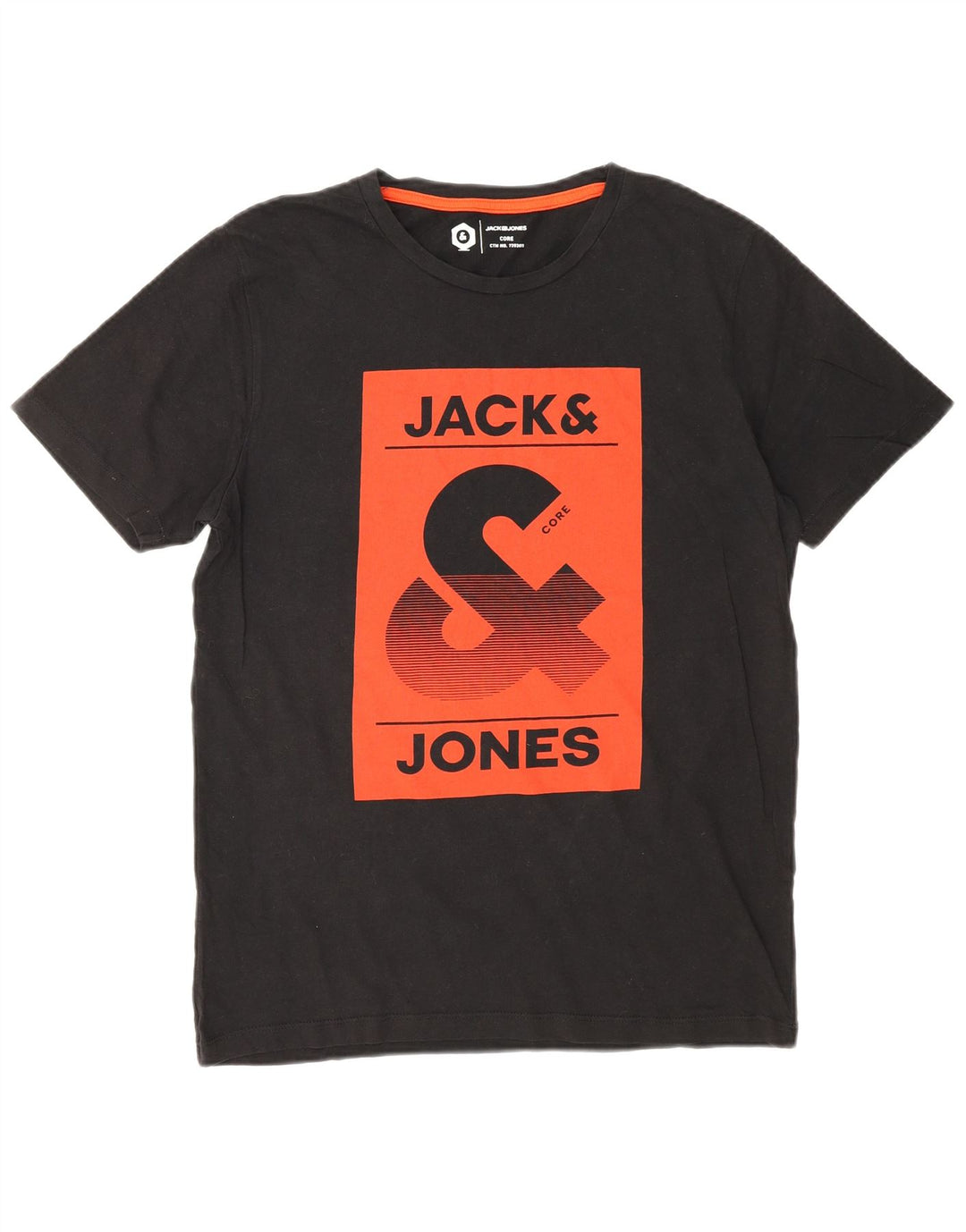 JACK & JONES Mens Graphic T-Shirt Top Medium Black Cotton