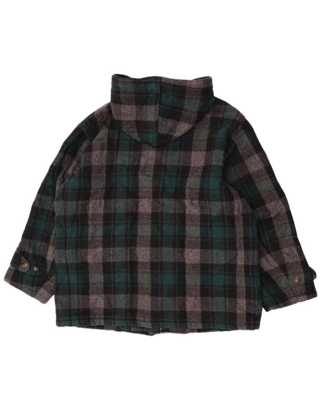 Enrico Coveri Duffle-coat à capuche pour femme IT 44 en laine à carreaux vert moyen