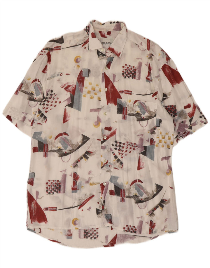 Dornbusch Chemise à manches courtes pour homme Taille 39/40 Moyen Blanc Géométrique