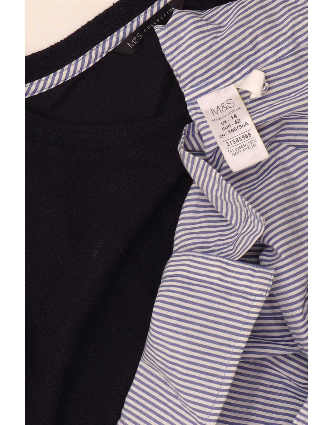 Marks & Spencer Haut à manches longues pour femme UK 44 Large Bleu marine Colourblock