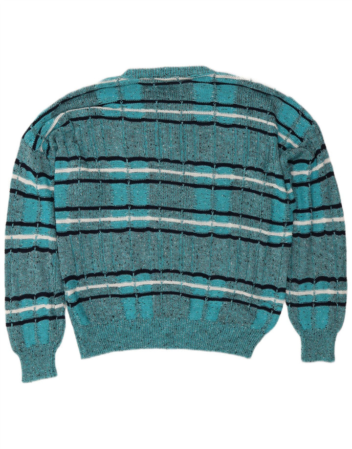 Les Jacquelines Pull col rond homme IT 52 Large bleu rayé