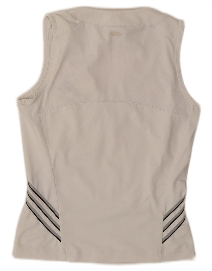 ADIDAS Débardeur Femme UK 10 Petit Blanc Polyester