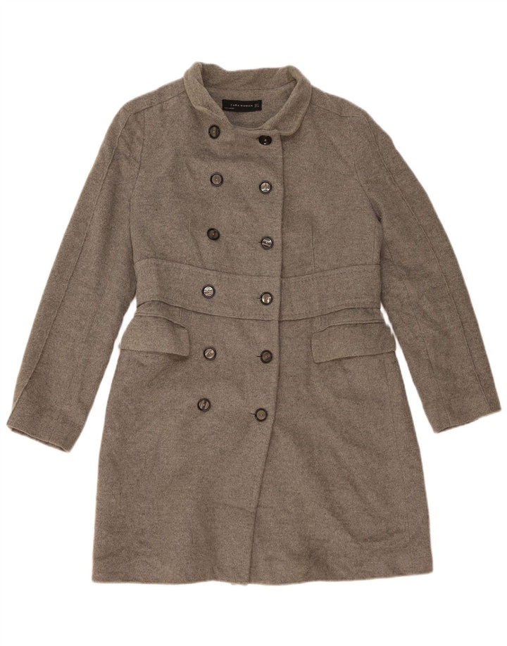 Zara Manteau croisé pour femme UK 14 Laine gris moyen