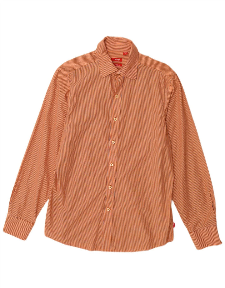 IZOD Chemise cintrée homme en coton à fines rayures orange moyen