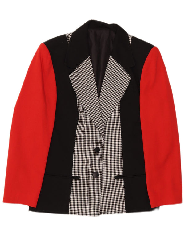 vintage Femme 2 Bouton Blazer Veste UK 8 Petit Colorblock Multicolore