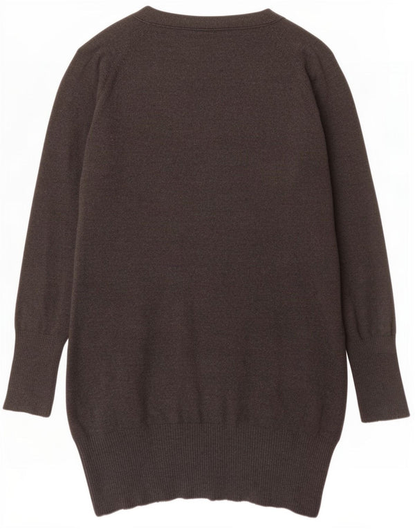 Zara Womens Longline Cardigan Sweater UK 16 Large Gris Coton