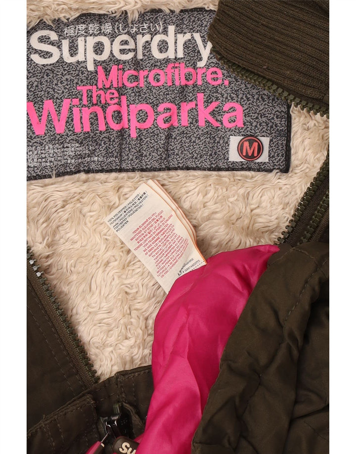 Superdry Femme The Windparka Parka à capuche UK 14 Kaki moyen